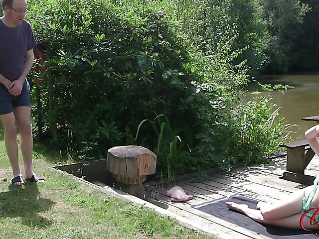 Brook Logan gets naked for a peeping tom by the lake