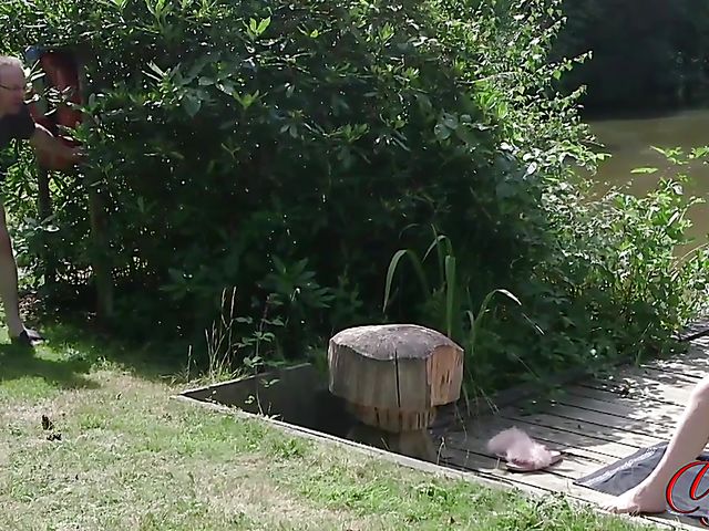 Brook Logan gets naked for a peeping tom by the lake