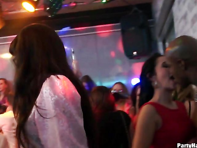 Drunk girls dance and suck in the club