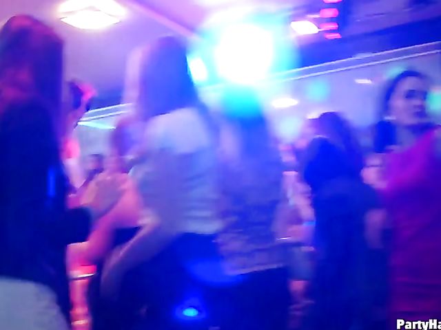 Drunk girls dance and suck in the club