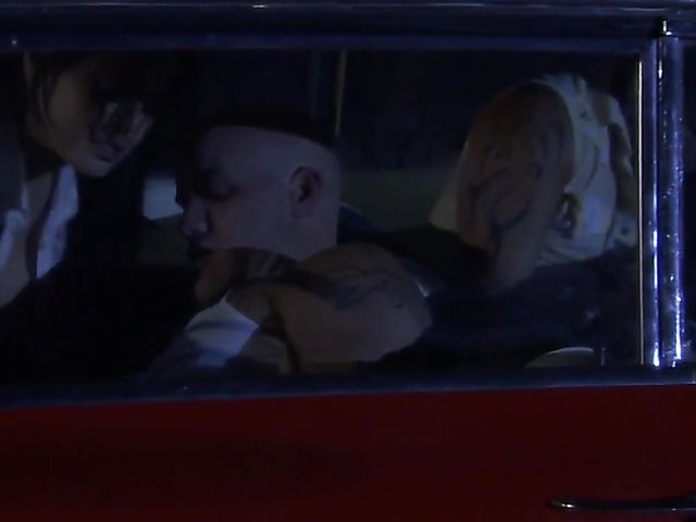 2 on 2 car fuck with smoking hot brunettes