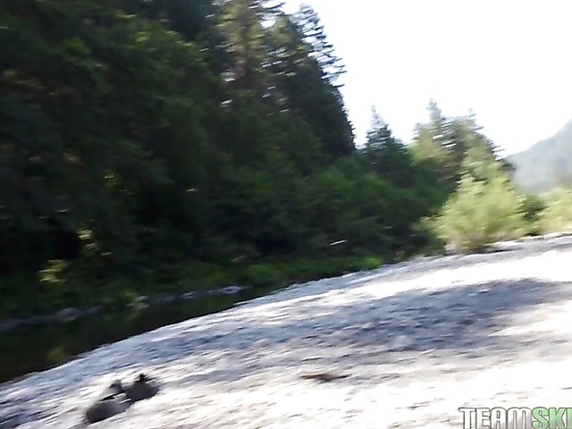 Outdoor POV bang by the river with teen Riley Star