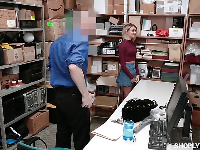 Security guy sticks his cock in skinny blonde Emma Hix