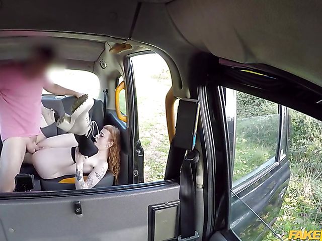 Wild sex in a taxi with alternative redhead Azura Alii