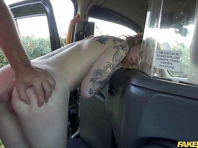 Wild sex in a taxi with alternative redhead Azura Alii