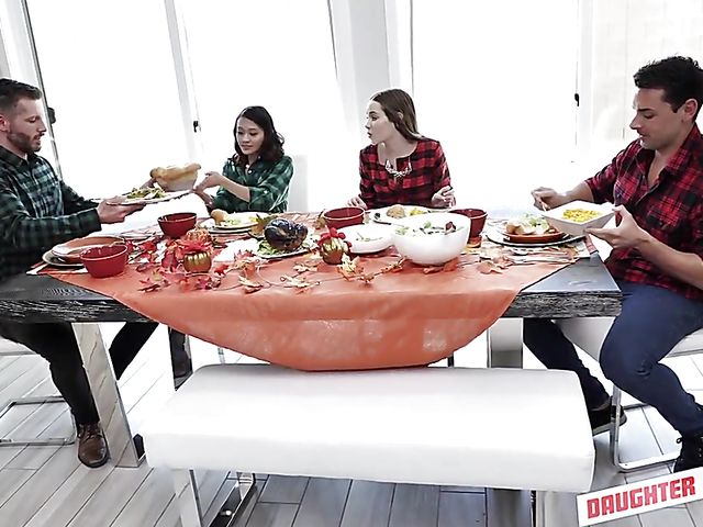 Teen Naomi Blue feels like a whore with her daddys friend