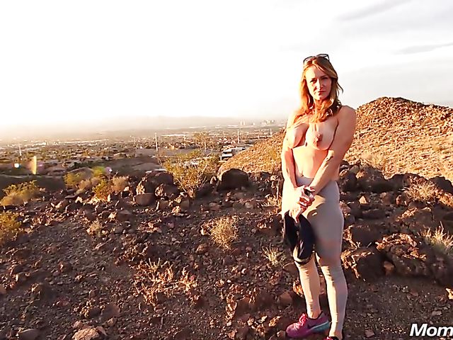 MILF outdoor strip and fuck in the desert