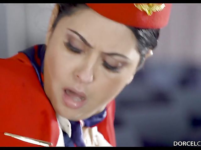 Hot sex with horny stewardess Mariska on board