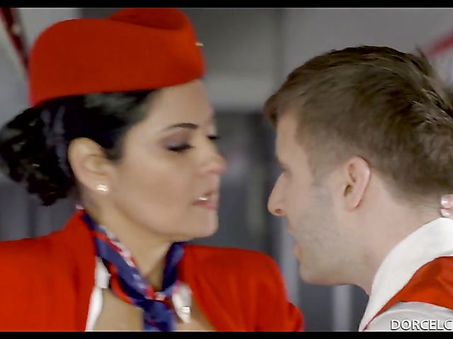 Hot sex with horny stewardess Mariska on board