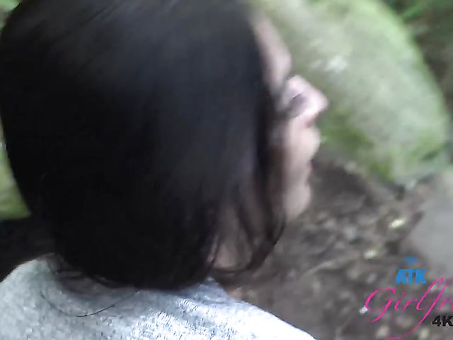 Outdoor blowjob and doggy with his GF Emily Willis