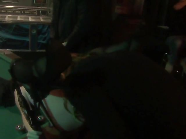 Hot redhead Nikki Rhodes gets tales two dicks at the bar