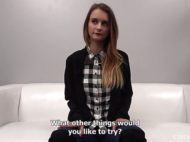 Young skinny model Adela tries porn