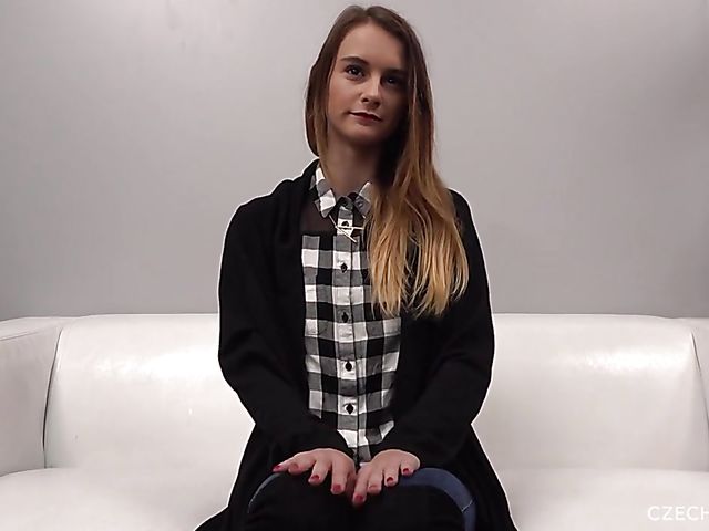 Young skinny model Adela tries porn