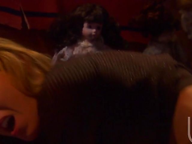 Kinky lesbian blondes Lexi Lamour and Sammie Rhodes play with dolls