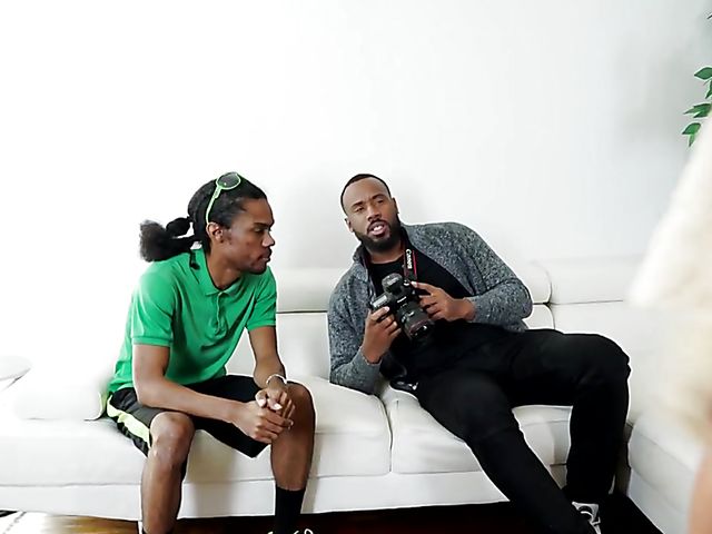 Busty interracial loving August Taylor and a black photographer