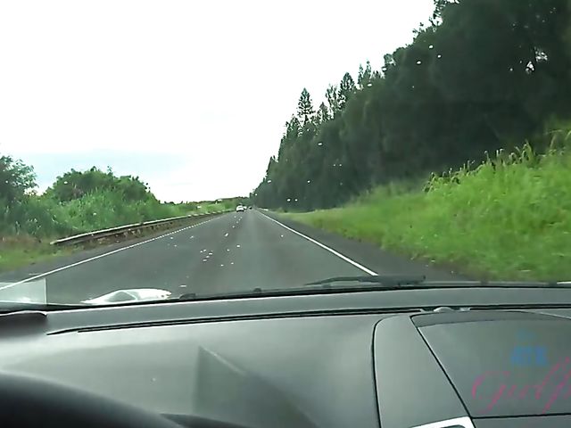 Naughty teen Emily Willis shows her coochie in the car