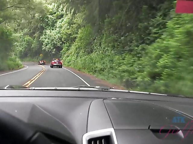 Naughty teen Emily Willis shows her coochie in the car