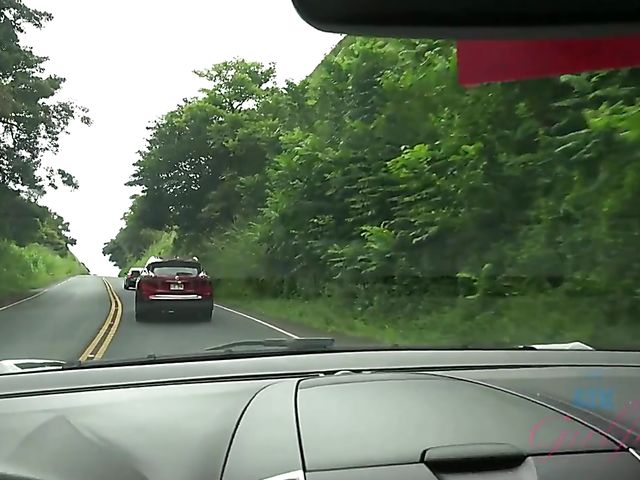 Naughty teen Emily Willis shows her coochie in the car