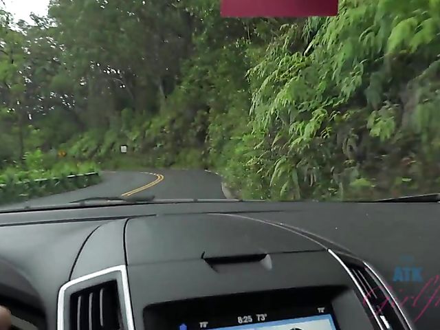 Naughty teen Emily Willis shows her coochie in the car