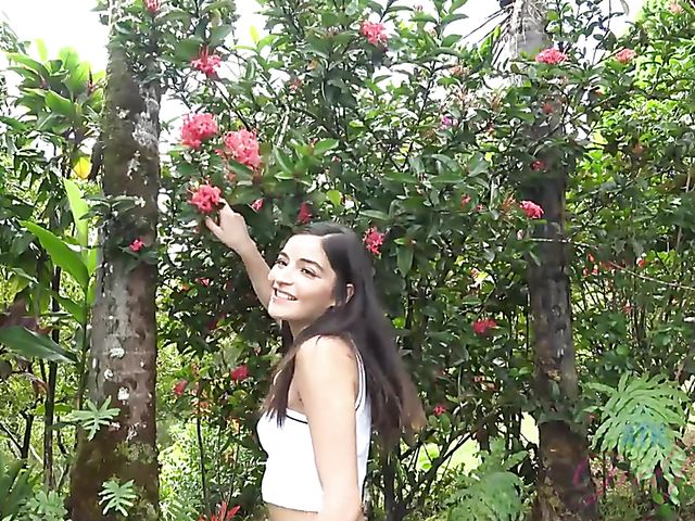 Naughty teen Emily Willis shows her coochie in the car