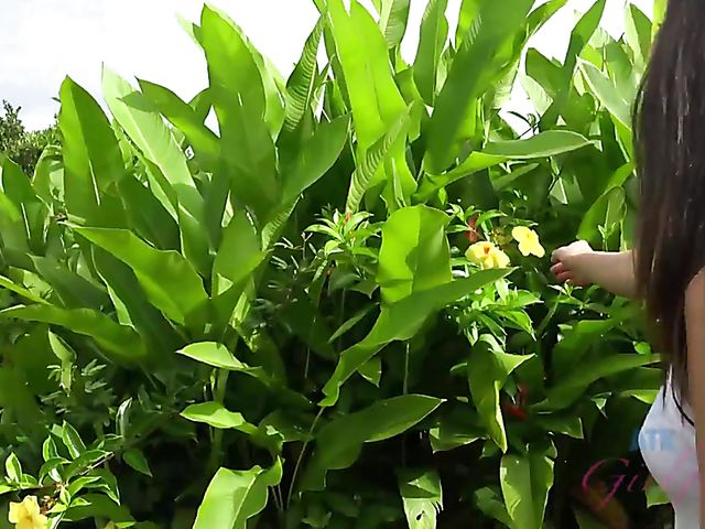 Naughty teen Emily Willis shows her coochie in the car