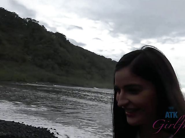 Naughty teen Emily Willis shows her coochie in the car