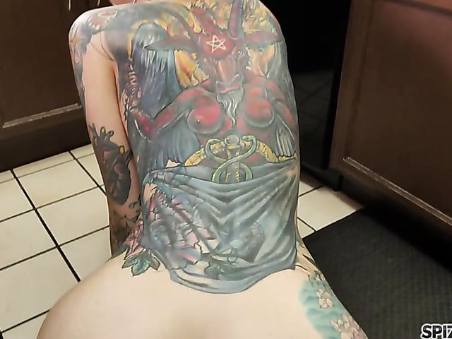 Kitchen fuck with heavily tattooed Rocky Emerson