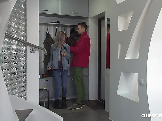 Busty teen sweetie gets nailed in the kitchen