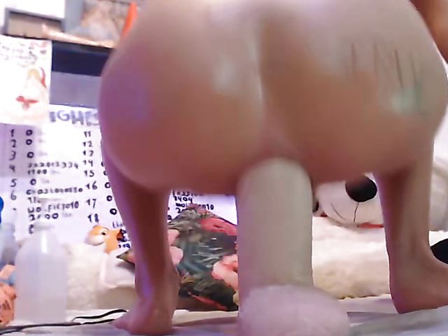 Huge anal dildo for her extremely flexible asshole