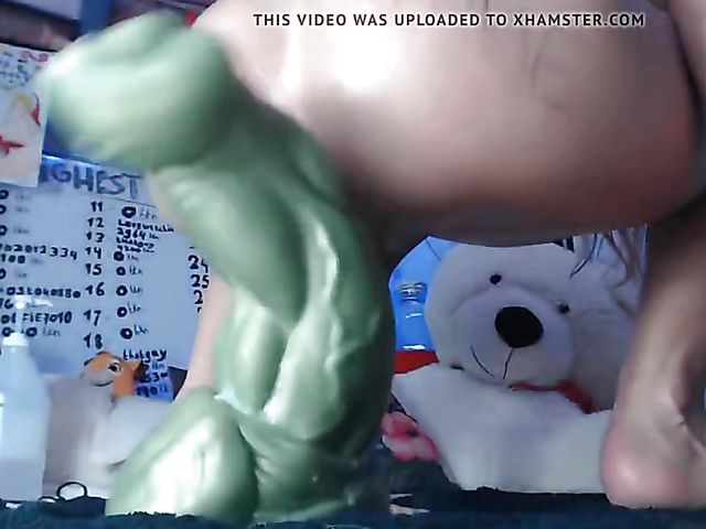 Huge anal dildo for her extremely flexible asshole