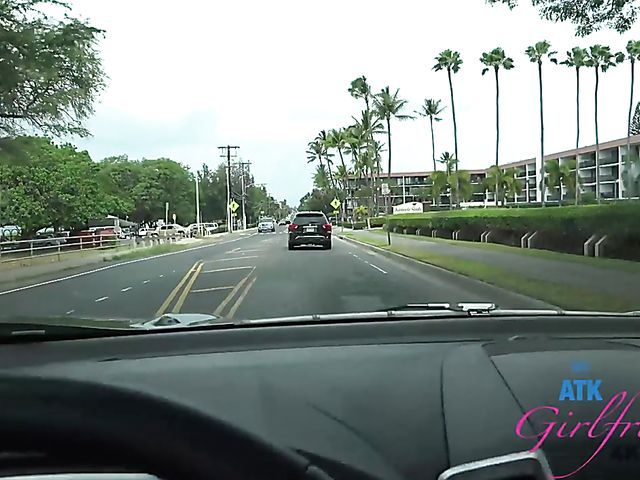 Naughty teen Brooke Haze shows her feet and cunt in the car