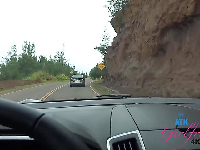 Naughty teen Brooke Haze shows her feet and cunt in the car