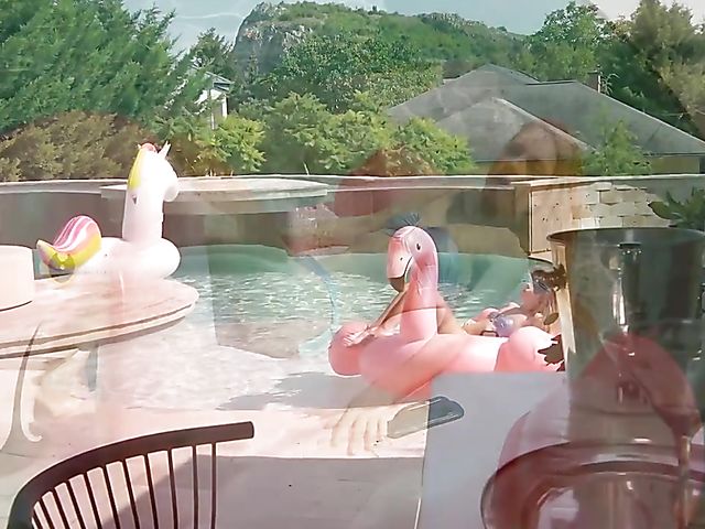 Pool fuck in the sun with skinny beauty Rebecca Volpetti