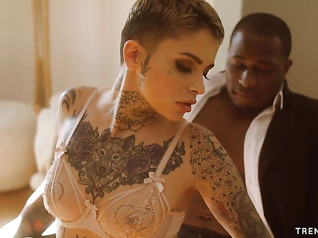 Leigh Raven - Bushy babe with tattoo interracial love