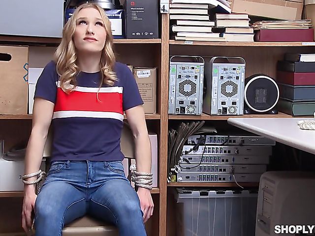 Tall teen Kasey Miller gets punished in the backroom