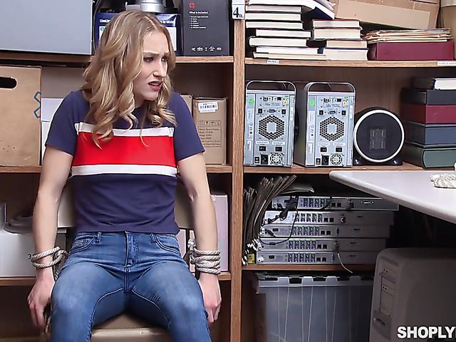 Tall teen Kasey Miller gets punished in the backroom