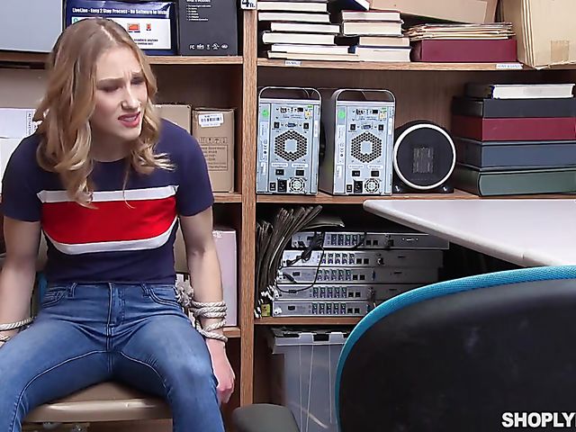 Tall teen Kasey Miller gets punished in the backroom