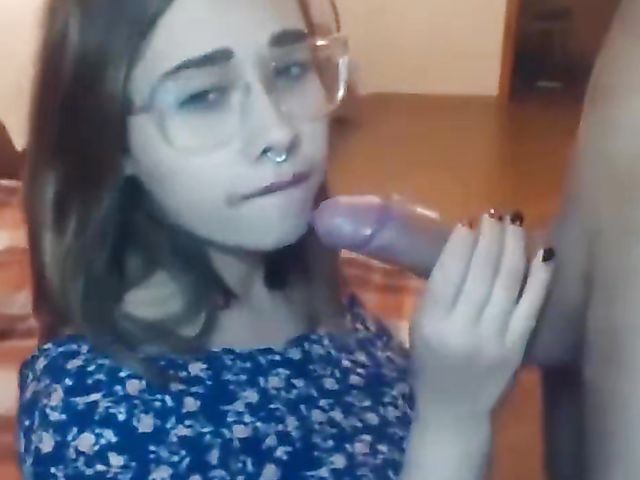 Amazing amateur blowjob and cum on glasses