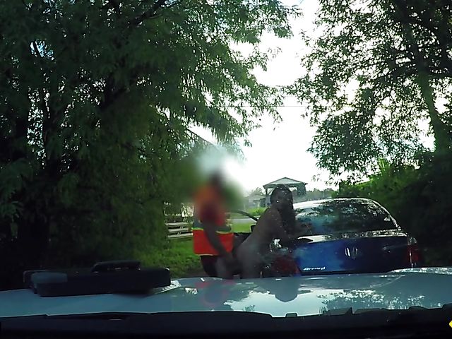 Outdoor sex on the side of the road with Alexa Mia Nicole