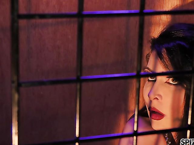 Pierced clit brunette Jessica Jaymes gets uncaged and fucked