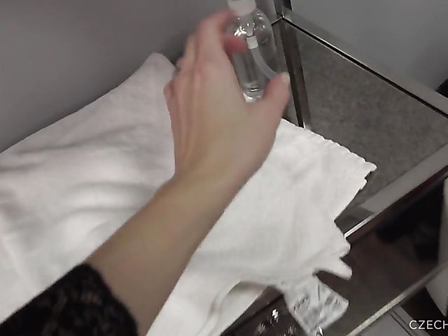 Czech blonde Patricie vibrates her snatch for you