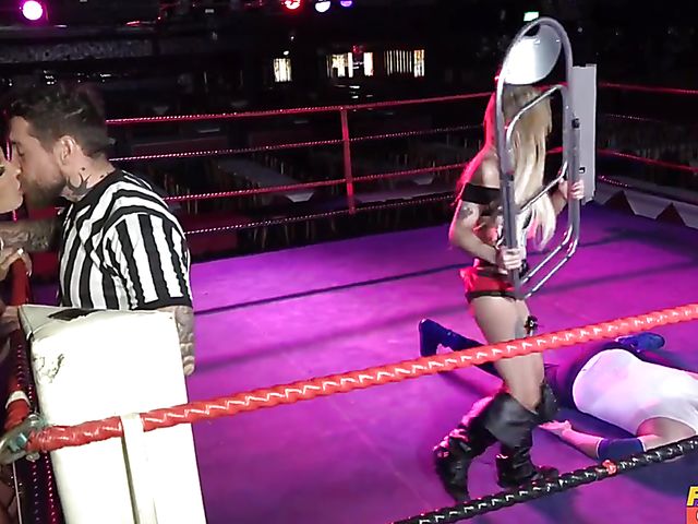 Crazy wrestling with huge titted tattoo MILF Sophie Anderson 