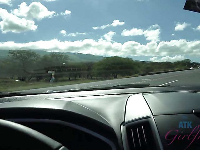 Hairy girlfriend Niki Snow is naked on the beach