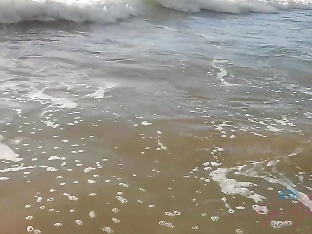 Hairy girlfriend Niki Snow is naked on the beach