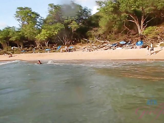 Hairy girlfriend Niki Snow is naked on the beach