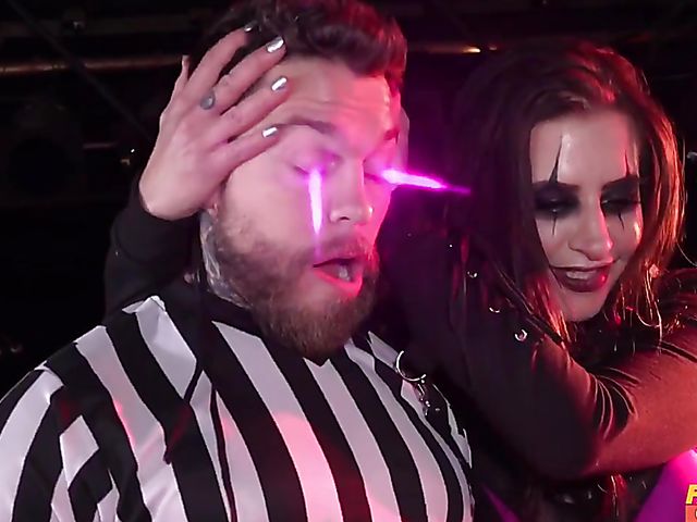 Insane big tit MILF Georgie Lyall fucks the referee in the ring