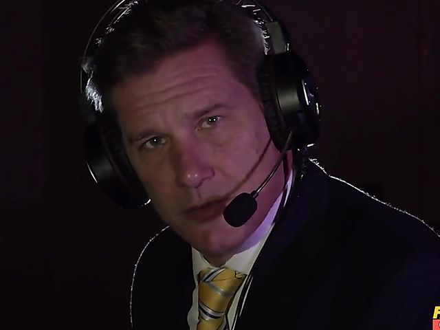 Insane big tit MILF Georgie Lyall fucks the referee in the ring