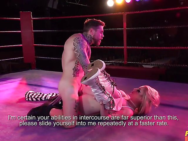 Insane big tit MILF Georgie Lyall fucks the referee in the ring