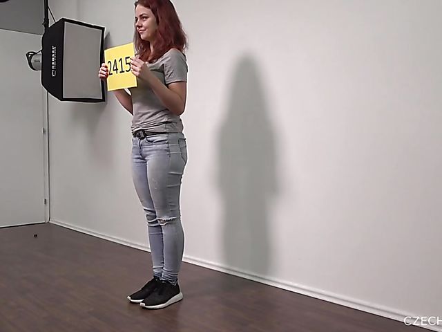 Czech redhead Vanesa displays her big breasts