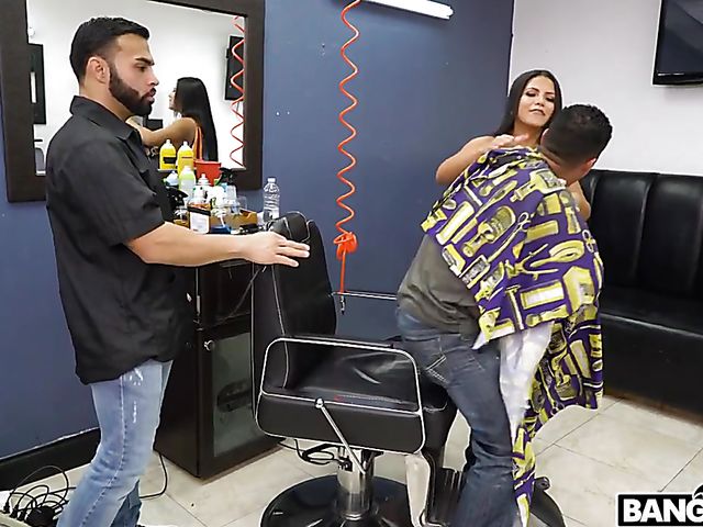 Bubble butt latina Rose Monroe gets banged at the barber shop